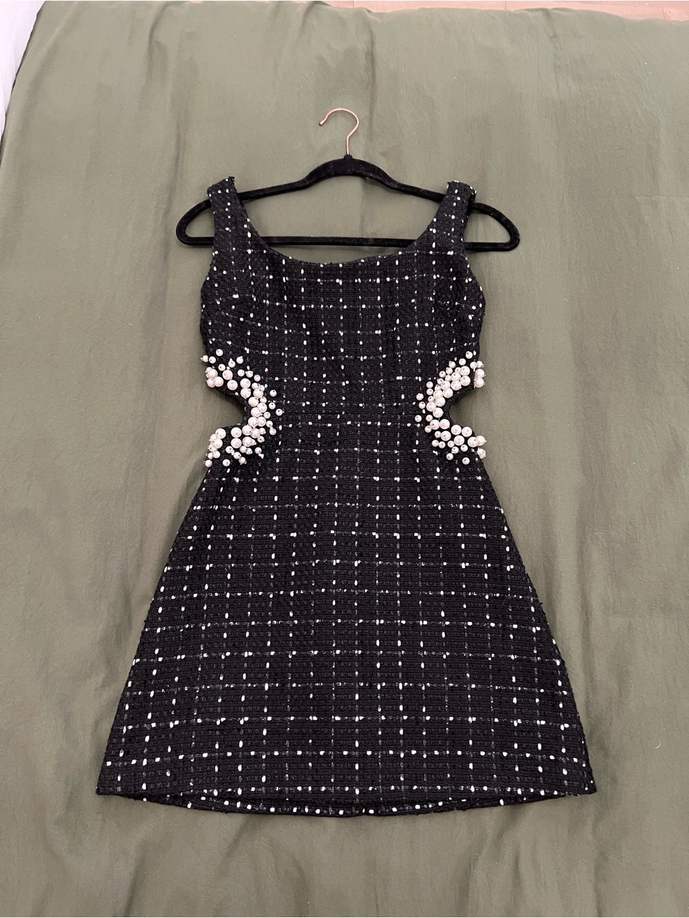 Tweed dress with pearl detailing